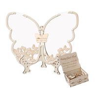 Livre d'or papillon - Souvenir en bois, design élégant | Présentoir de signatures, album de souvenirs décoratif, porte-message d'événement, pour cérémonie de mariage