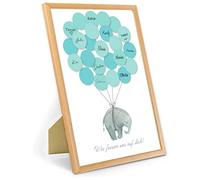 Livre d'or pour fête prénatale - Avec cadre photo - Éléphant bleu