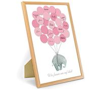 Livre d'or pour fête prénatale - Avec cadre photo - Éléphant rose
