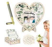 Livre d'or pour mariage | Signes de mariage pour réception, centre de table romantique en forme de cœur en bois pour cérémonies à la maison ou à la plage