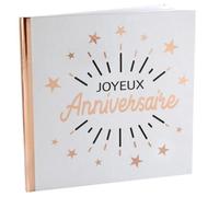 Santex - Livre d'or Joyeux Anniversaire 6651-20 Blanc & Or rose 24 x 24 cm 10 pages