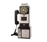 Livre d'or vidéo de fête de mariage de style rétro Téléphone Cabine téléphonique rétro Enregistrement de messages Mp4 Livre de messages audio vidéo Téléphone 54x27x20 cm,Black