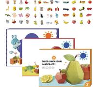 Livre d'origami 3D fait à la main, Kit d'origami diy pour l'artisanat et l'art, Outil d'origamis préscolaire, Modèles de papier artisanal faciles à main, animale (3pcs)