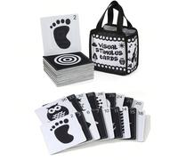 Livre doux de stimulation visuelle bébé noir et blanc, motifs contrastés pour stimuler le développement du nerf visuel des nourrissons, tissu doux, livré avec un sac de transport, modèle similaire aux