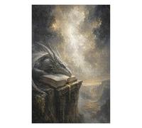 Livre Dragon sur Cliffside Puzzle 1000 Pièces en Bois, Défi d'Assemblage