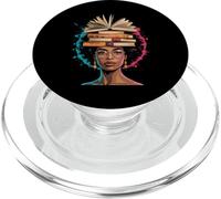 Livre drôle Couronne Reine Noire Sagesse Puissance Art Afro Femme Homme PopSockets PopGrip pour MagSafe