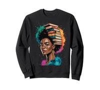 Livre drôle Couronne Reine Noire Sagesse Puissance Art Afro Femme Homme Sweatshirt
