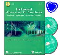 Livre en allemand Hal Leonard Klavierschule für Erwachsene, volume 2 avec 2 CD de Fred Kern - Exercices, morceaux à jouer, technique et théorie - avec pince à partitions colorée en forme de cœur