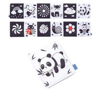 Livre en tissu pour bébé - Jouet éducatif à contraste élevé - Pages froissées douces - Petit livre en tissu avec motifs noirs et blancs - Activité cérébrale visuelle - Éducation précoce pour la fête