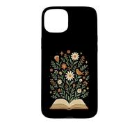 Livre Floral Jardin avec Marguerites et Oiseaux Mignon Nature Art Coque pour iPhone 15 Plus