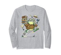 Livre Lover Frog Quiet Please Cute Librarian Cartoon Manche Longue