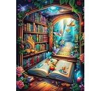 Livre Magique dans la bibliothèque enchantée 300 Pièces Puzzle Débutant en Carton sans Déformation Facile Apprentissage Anti-Stress Passe-Temps Idée Cadeau Saint Valentin Premium 300 PCS