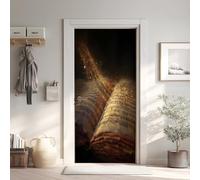 Livre Magique Poster de Porte 3D Trompe L'oeil 73x205 cm, Note Musique Auto-Adhésif Sticker Porte pour Chambre Cuisine, Partition Stickers Autocollants de Porte