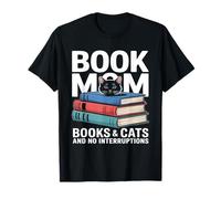 Livre Mom Cat Lover Livres Cats and No Interruptions T-Shirt