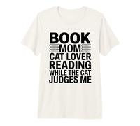 Livre Mom Cat Lover Reading While The Cat Judges Me T-Shirt Haut de Gamme