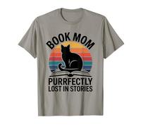 Livre Mom Purrfectly Lost in Stories Cat Reading T-Shirt