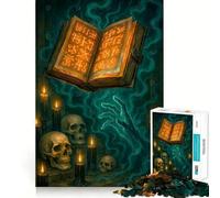 Livre Mystique avec crânes et Bougies Puzzle Difficile de 1000 pièces pour Adultes Jeu de logique Solide Moments de complicité Bords Nets (38x26cm)