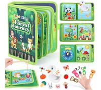 Livre occupé pour Les Tout-Petits, Planche d'activités sensorielles silencieuses avec Animaux de la Jungle/forêt, Jouet éducatif de Voyage en Avion et en Voiture pour garçons et Filles de 1 à 3 Ans