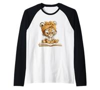 Livre Ouvert avec Petit Tigre pour Lire Un Portrait Graphique Amoureux des Animaux Manche Raglan