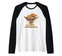 Livre Ouvert bébé chèvre Lecture Animal Amant Portrait Graphique Manche Raglan