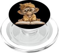 Livre Ouvert bébé Singe Lecture Amoureux des Animaux Portrait Graphique PopSockets PopGrip pour MagSafe