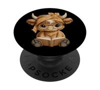 Livre Ouvert bébé Vache Lecture Animal Amant Graphique Veau Rond PopSockets PopGrip Adhésif