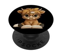 Livre Ouvert bébé Vache Lecture Animal Amant Graphique Veau Rond PopSockets PopGrip Adhésif
