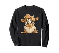 Livre Ouvert bébé Vache Lecture Animal Amant Graphique Veau Rond Sweatshirt