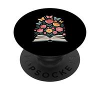 Livre Ouvert drôle Fleurs Papillons Floraison Dicton PopSockets PopGrip Adhésif