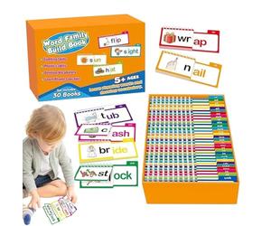 Livre phonique - Activité de construction familiale de mots, ensemble éducatif pour apprendre les sons des lettres, composant de lecture de reconnaissance visuelle, jeu d'alphabétisation précoce
