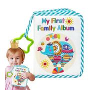 Livre photo pour bébé, album photo pour bébé,Album en tissu doux à motifs d'animaux avec crochet étoile - Peut contenir 17 photos, couverture en tissu doux, livre de souvenirs pour