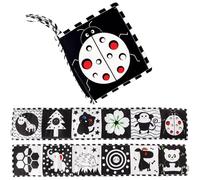 Livre pour bébé et blanc avec motif mignon 0-6 6-12 mois Jouets doux sur le ventre avec 4 cordes lavables, résistants aux couleurs et réutilisables Jouets pour bébé blanc pour bébés.
