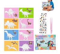 Livre Puzzle Autocollants Numérotés 3D - Kit Mosaïque Géométrique Éducatif 8 Feuilles | Jeu d'Activités Voyage Garçons Filles 3 Ans+ | Cadeau Créatif Bricolage Anniversaire Noël École