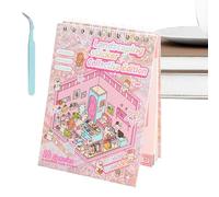 Livre Scène Autocollants 3D - Collection Stickers Mini-chambre Maison | Carnet Notes Cartoon Miniature Sans Découpage | Ensemble 16 Paysages Amusants Décor Adultes