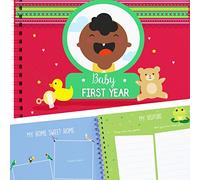 Livre souvenir de première année avec autocollants - Journal de 1ère année et album photo de bébé - Idée cadeau unique et parfaite pour les fêtes prénatales ou les cadeaux d'anniversaire