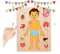 Livre Sur Le Corps Humain Pour Les 1-3 Ans | Jouets Éducatifs En Bois Parties Du Corps Humain,Pour L'école Garçons Filles Hôpital Voyage Apprentissage
