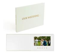 Livre vidéo de luxe relié en lin Album vidéo de mariage jusqu'à 3 heures de vidéos, écran IPS 7", 4 Go de mémoire et batterie rechargeable We Do