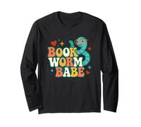 Livre Worm Babe Cute Reader Back to School Love Vintage Manche Longue