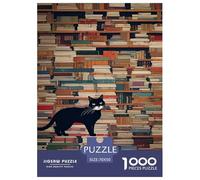 Livres and Black Chats Puzzle 1000 Pièces Adultes Enfants intéressant Puzzles 1000 Pièces Défi Jouet Cadeau 70x50cm/1000pcs