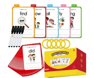 Livres avec couverture pour lire et rimer, cartes flash, mots à vue, fournitures pour améliorer l'orthographe, kit de livre avec couvercle pour développement de vocabulaire et soutien à