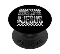 Livres Café et Jésus Chrétienne Fille Lecture Religieuse PopSockets PopGrip Adhésif