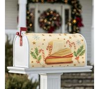 Livres Couverture magnétique pour boîte aux lettres de Noël rustique, sucre d'orge, houx, Noël, décoration de pelouse, 45,7 x 53,3 cm