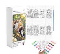 Livres d'aquarelle pour, ensemble de papier aquarelle avec pinceau, peinture sur le thème des animaux mignons avec livres de coloriage à l'eau - pour garçons, filles, étudiants, jeunes, maison