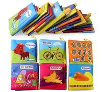 Livres de Bain pour bébé en Tissu Sûr, Bruissement, Imperméable, Doux, Ensemble de 6 Pièces pour L'éducation Précoce