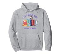 Livres de chats mignons et thé chat femme Sweat à Capuche