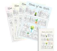 Livres de la Bible Tracker Sticker, Bible Books Shelf Coloring Page - Livres de la bibliothèque Bible Tracker 4X,Autocollant de tableau de bord pour les femmes de l'étude des Écritures et l'organisati
