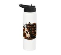 Livres de lecture de fantômes mignons pour Halloween Cottagecore Halloween Stainless Steel Insulated Water Bottle