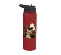 Livres de lecture de fantômes mignons pour Halloween Cottagecore Halloween Stainless Steel Insulated Water Bottle