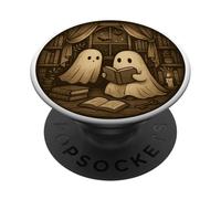 Livres de Lecture fantômes d'halloween Littérature de Rat de bibliothèque PopSockets PopGrip Adhésif
