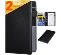Livres de serveur pour serveuse - Portefeuille de serveur en cuir avec poche zippée, joli organiseur de personnel de serveuse avec poche pour argent pour tablier de serveuse (noir classique)